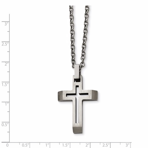 Extra Large Heavy Sterling Silver Christian Cross Pendant  Cross Necklace Stainless Steel